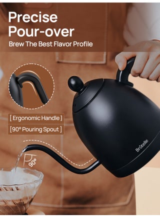 Electric Gooseneck Kettle V60 Coffee Kettle Tea Kettle 0.8L 1200W Power Rotary push button Adjustable Temperature with Insulation Quick Heating Perfect for Pour-Over Coffee at Home and Office Matte Black - view 2